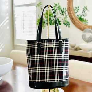 Burberrys Vintage Blue Label Nova Check Bucket/Tote Bag